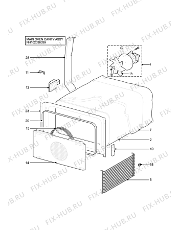 Взрыв-схема плиты (духовки) Electrolux EDB705GR - Схема узла H10 Main Oven Cavity (large)